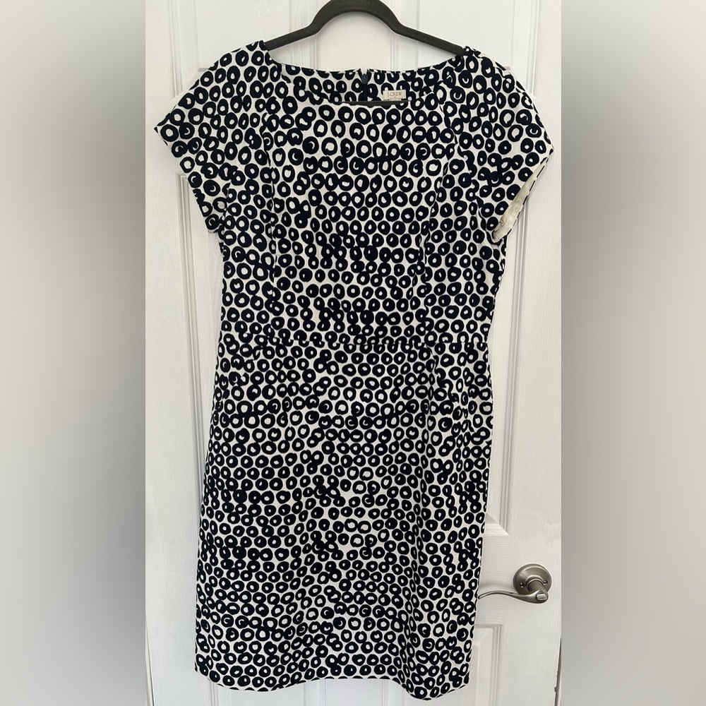 J. Crew Navy and White Geometric Dress